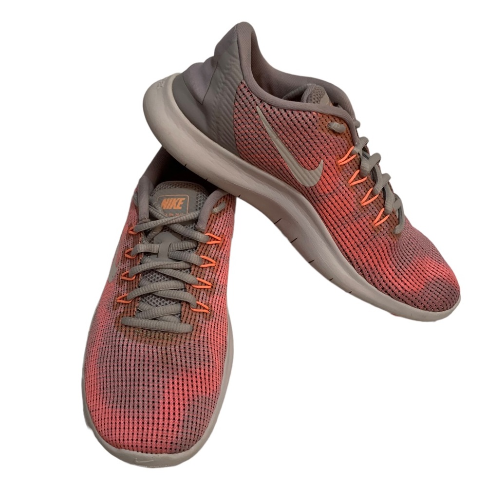 Women's NIKE FLEX RN 2018 - Size 7.5 - Grey | Crimson | Neon Orange